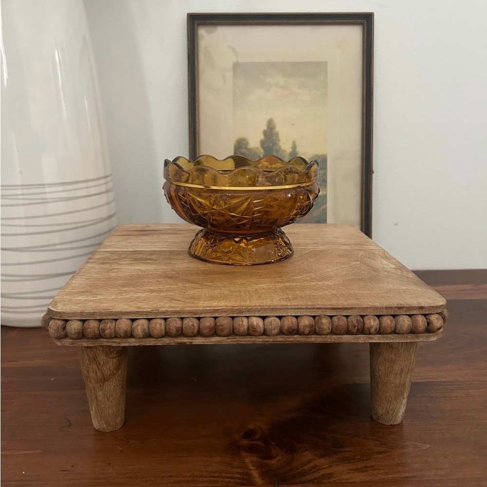Indiana Glass Stars and Bars Amber Fairy Lamp Base